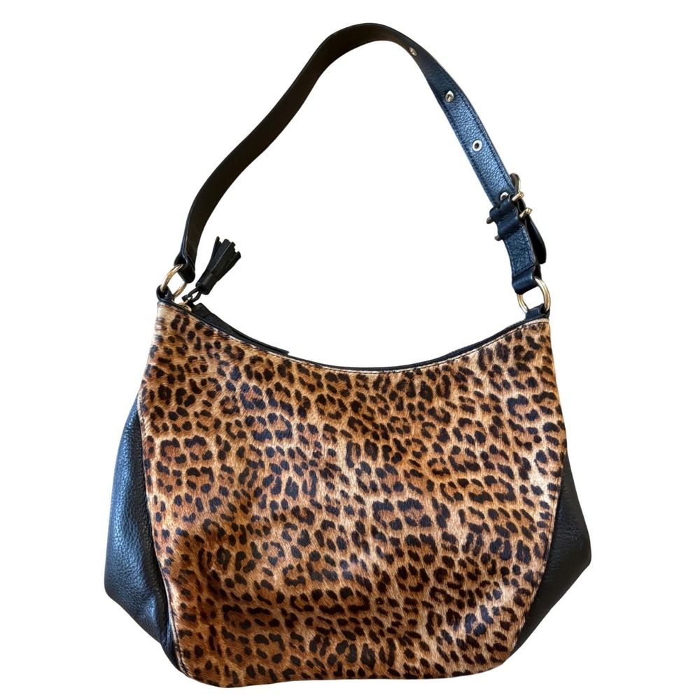 TALBOTS leopard print hair on hide hobo‎ shoulder bag